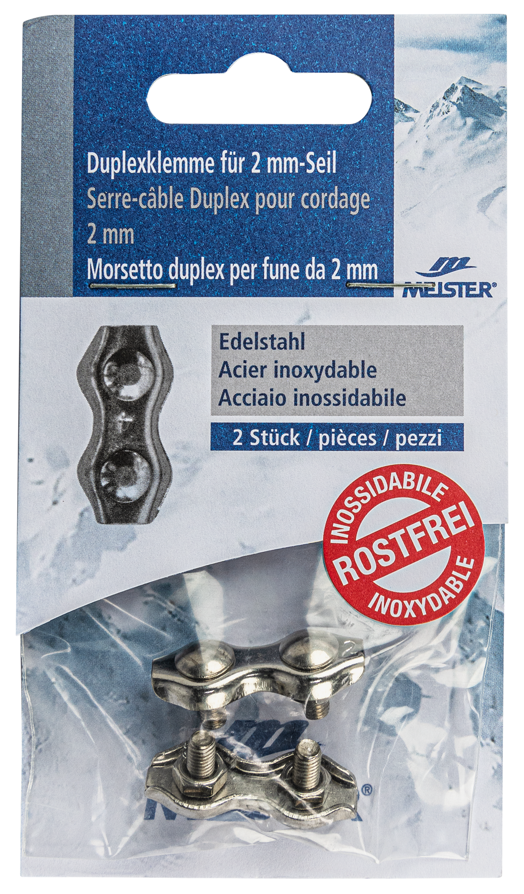 Duplexklemme Edelø2mm blank