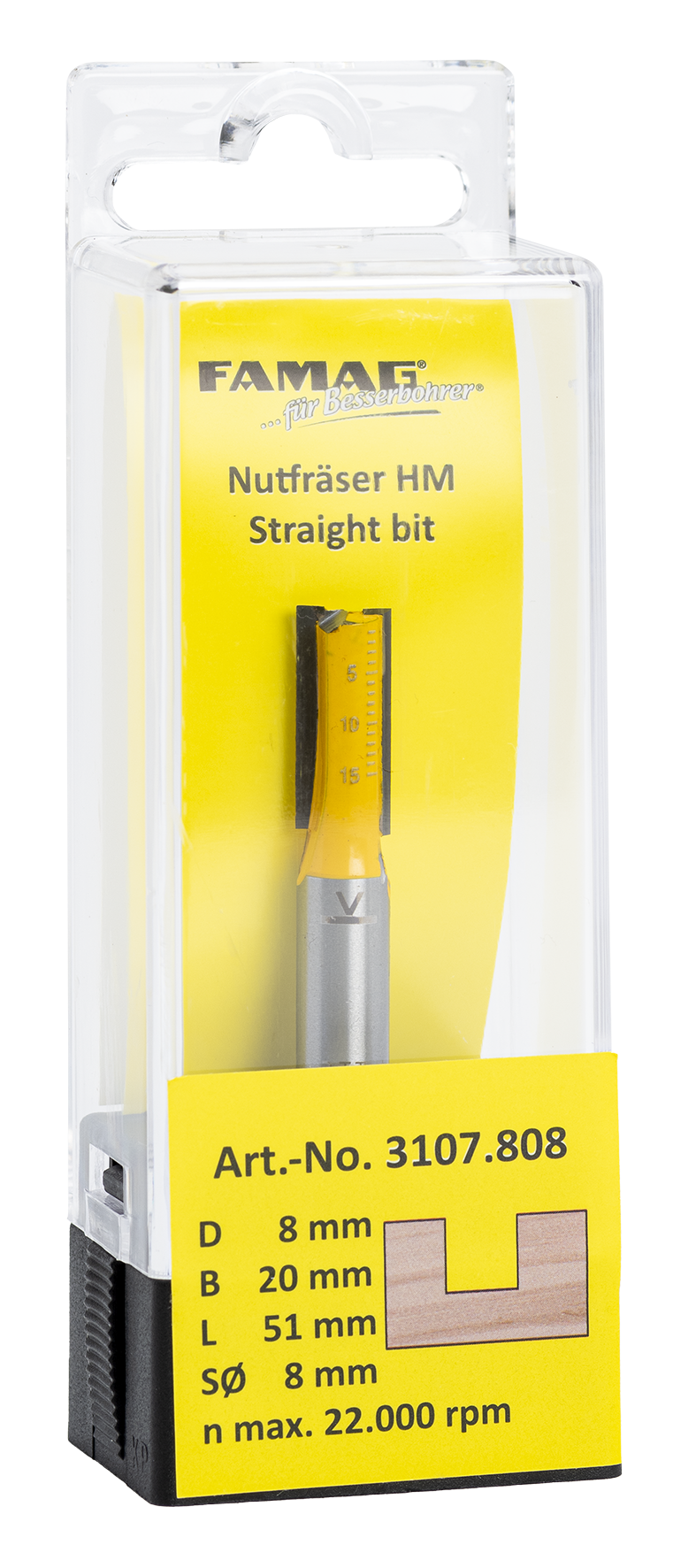 Nutfräser ø8 L20 S8