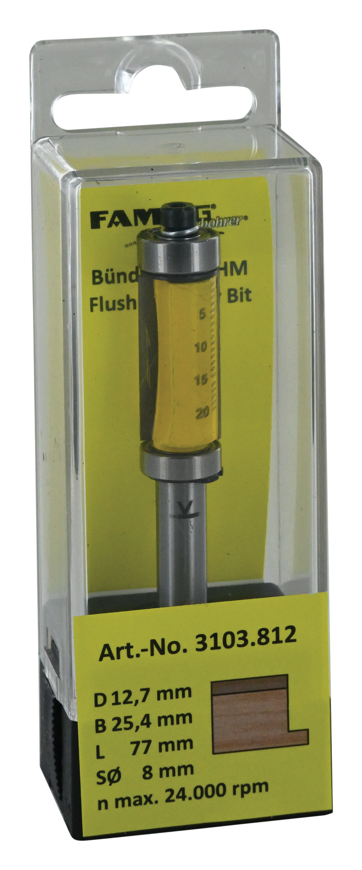 Bündigfräser ø12.7 L25.4 S8