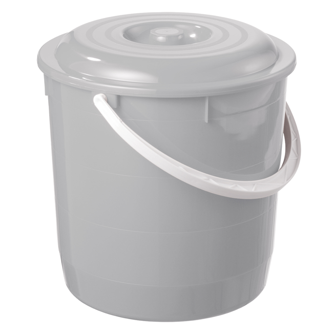 Eimer m/Deckel 15 l silbergrau
