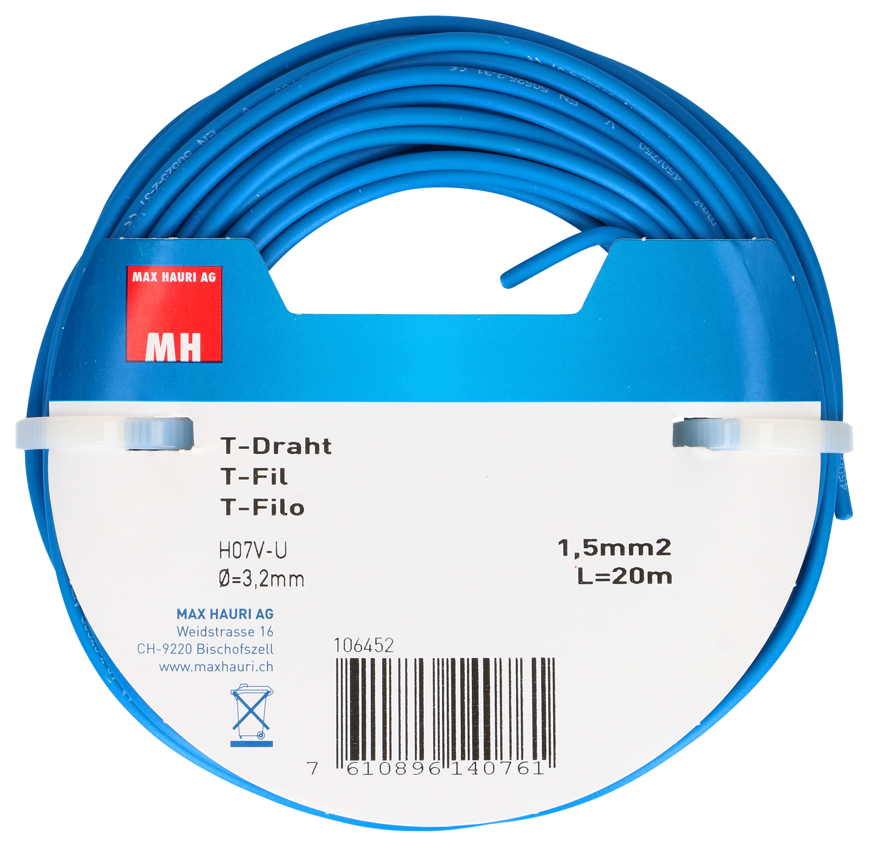 T-Draht 1.5 mm² 20 m blau T-Draht 1.5 mm² 20 m blau