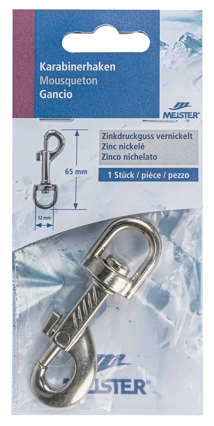 Karabinerhaken 80mm vernickelt
