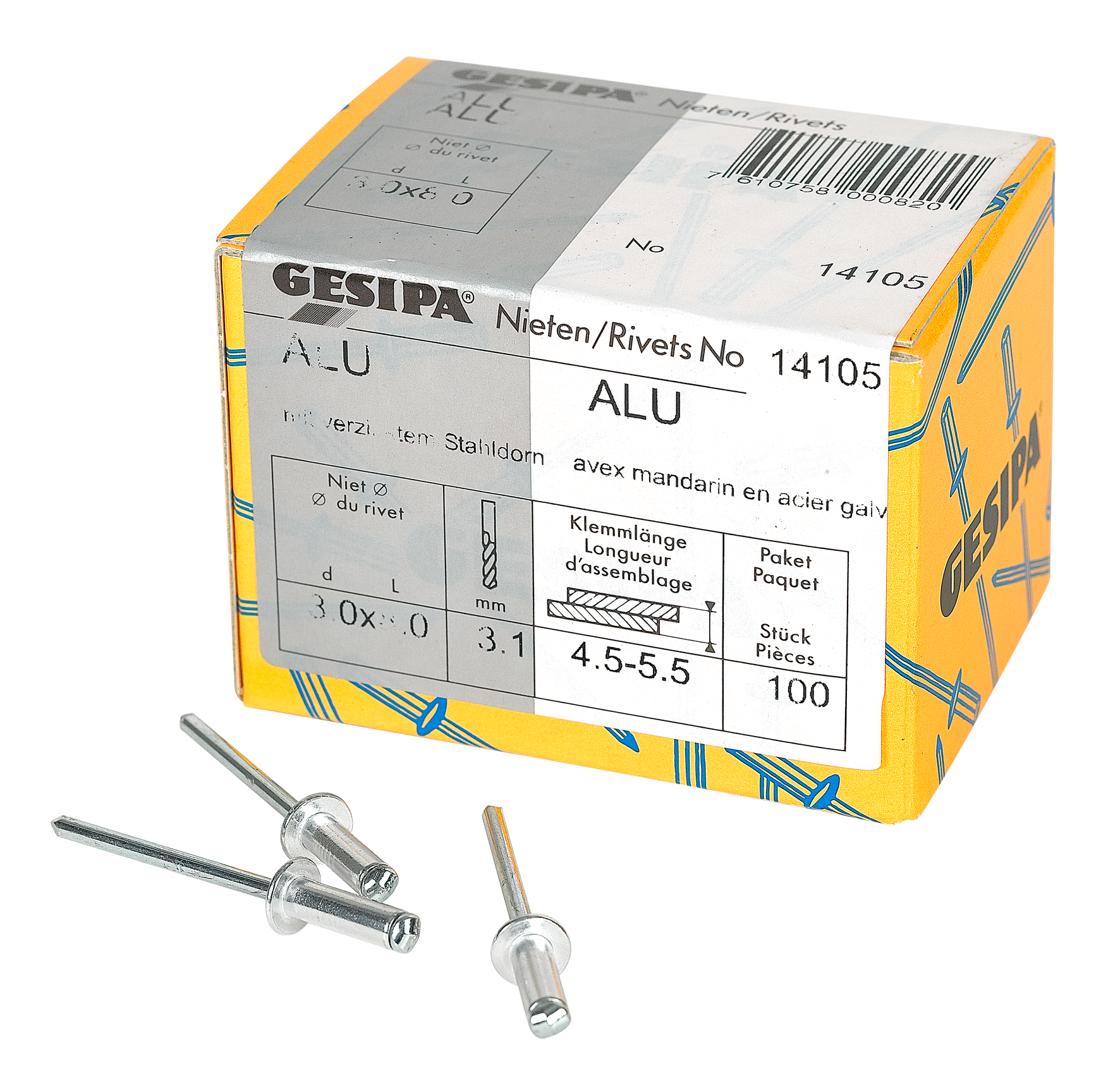 Blindnieten 3.0x8 Alu 100 Stk