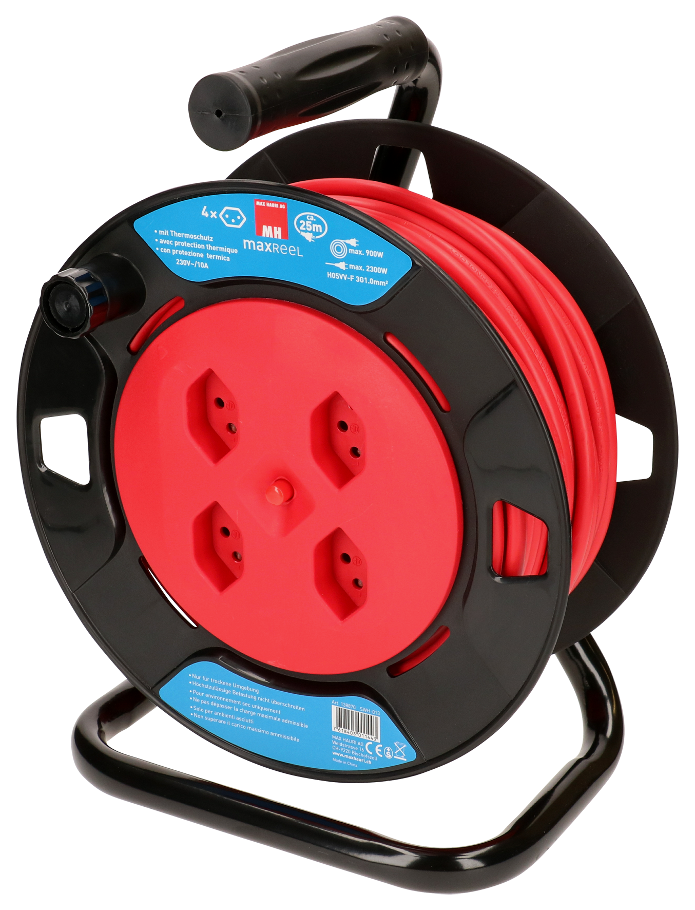 Kabelrolle 4xT13 25 m sw rt