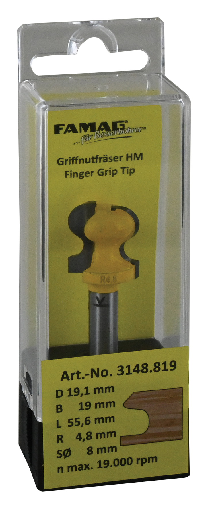 Griffmuldenfräser ø19.1 L19 S8