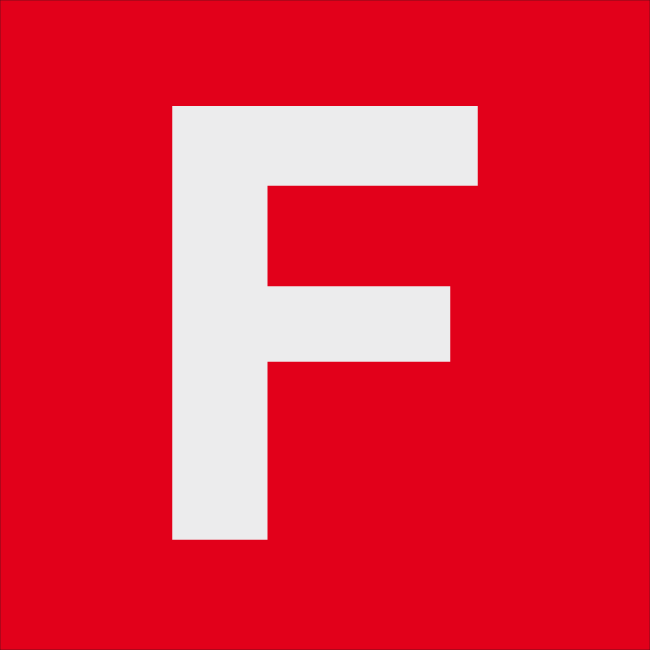 Schild FEUER (F) 150x150 mm Schild FEUER (F) 150x150 mm