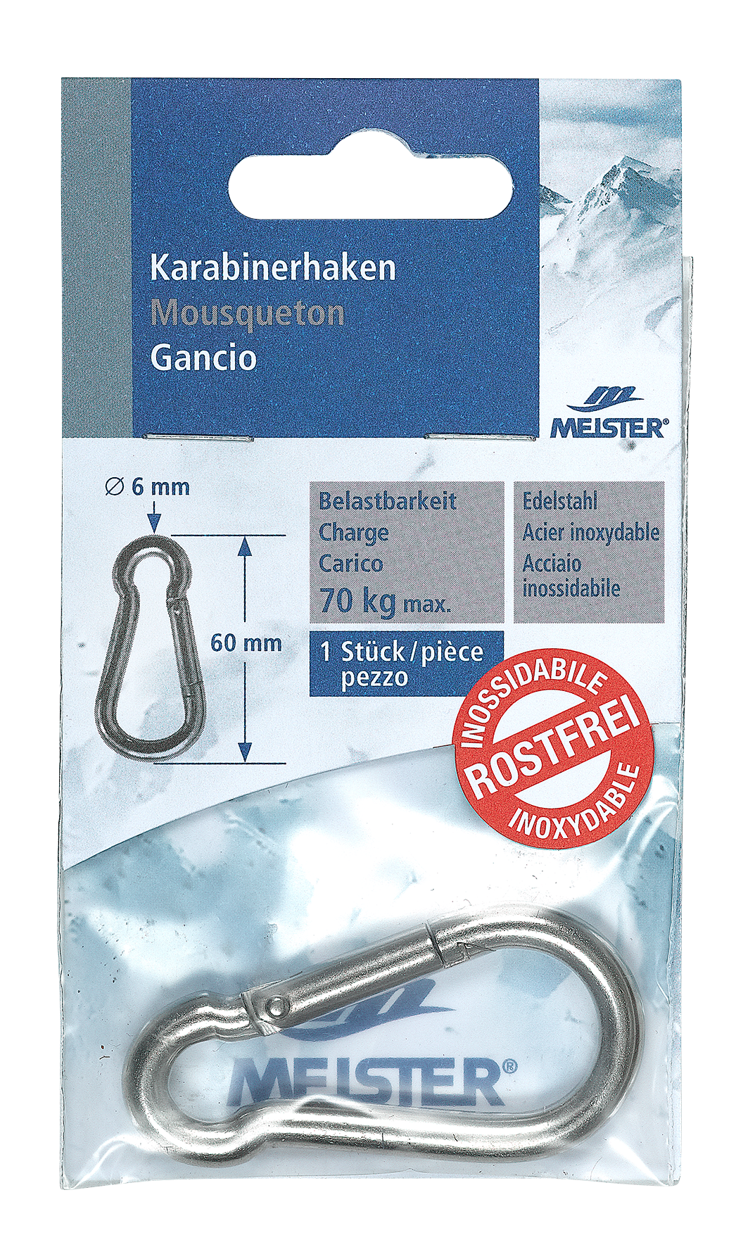 Karabinerhaken 65mm vernickelt
