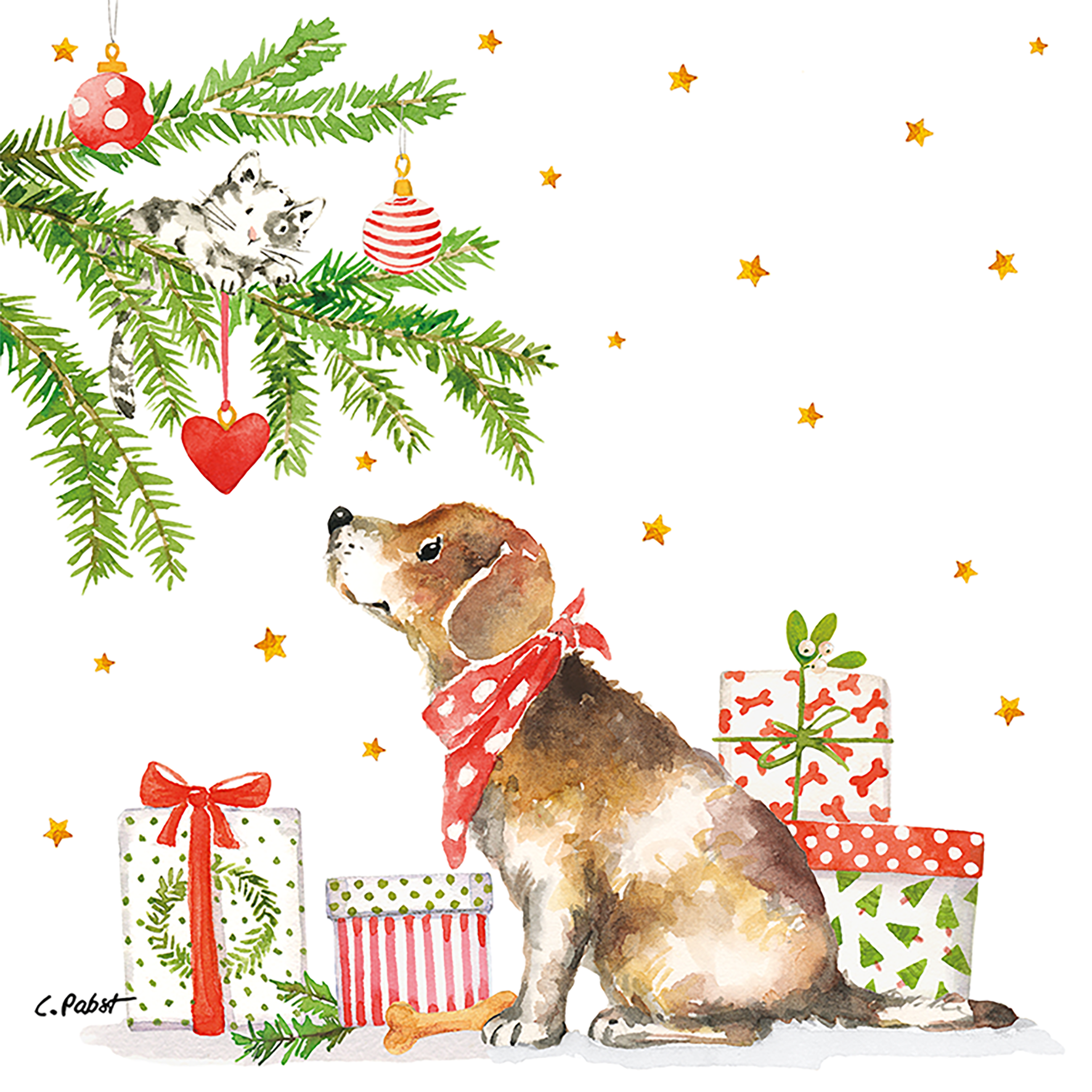 Servietten Christmas Dog