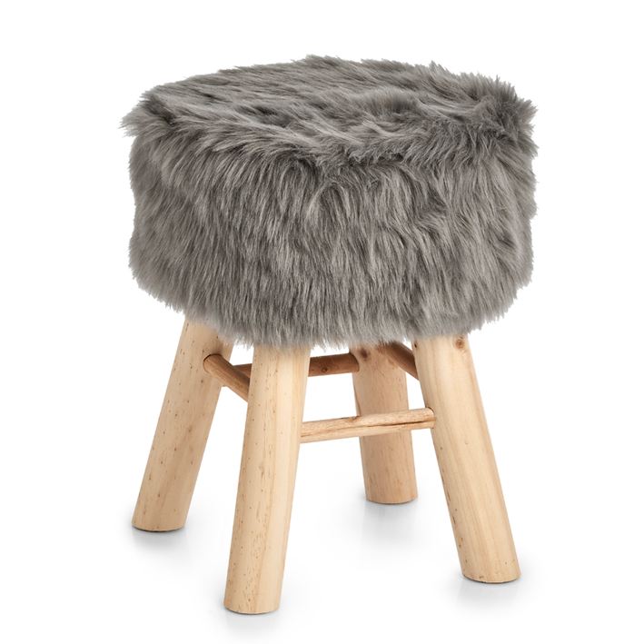 Sitzhocker Zottel Plüsch grau Sitzhocker Zottel Plüsch grau