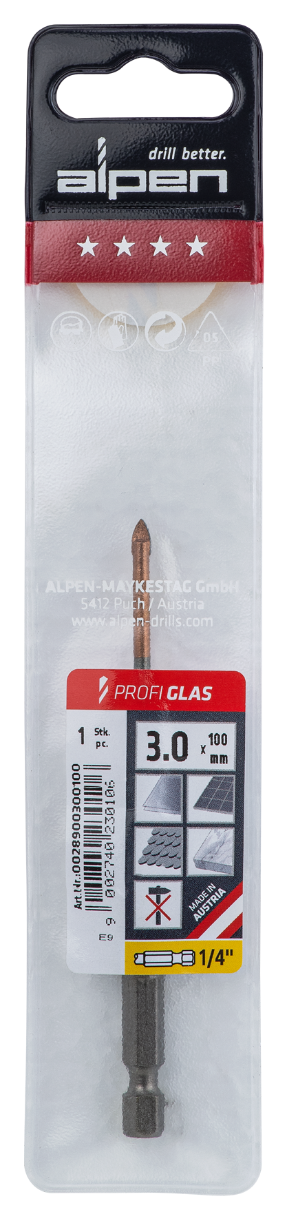 Glasbohrer Profi 3.0x100
