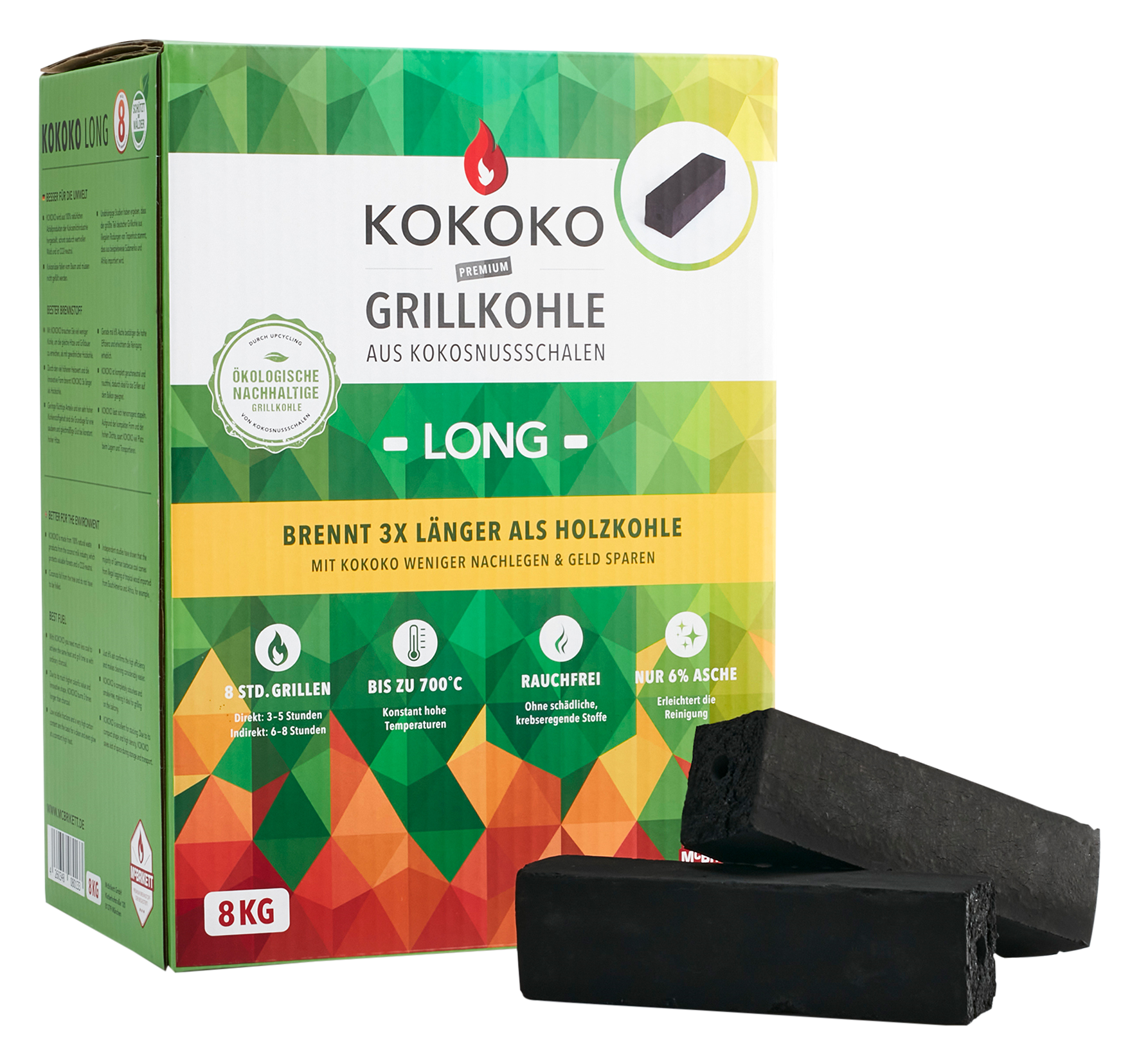 Grillkohle Kokoko Long 8 kg