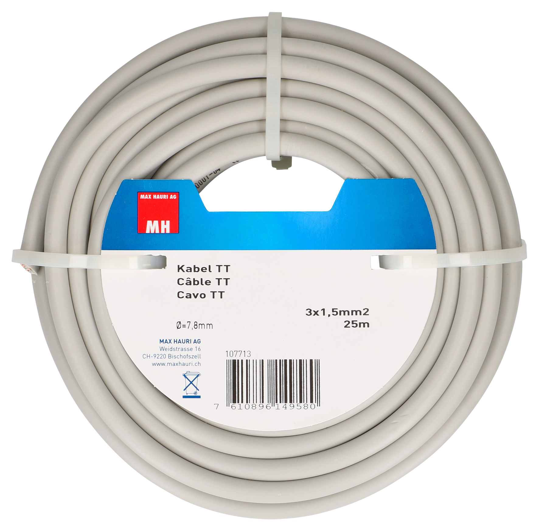 Kabel TT 3x1.5 mm² 25 m grau Kabel TT 3x1.5 mm² 25 m grau