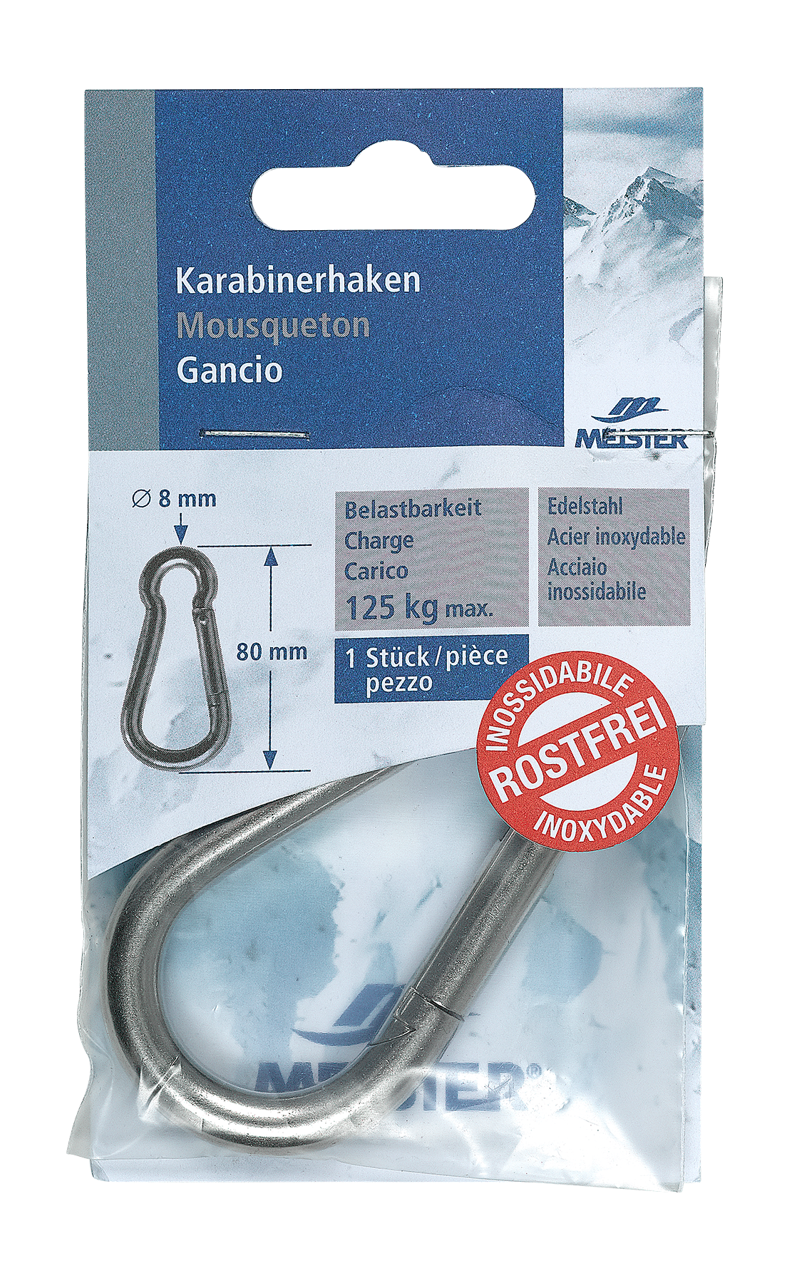 Karabinerhaken 80mm vernickelt