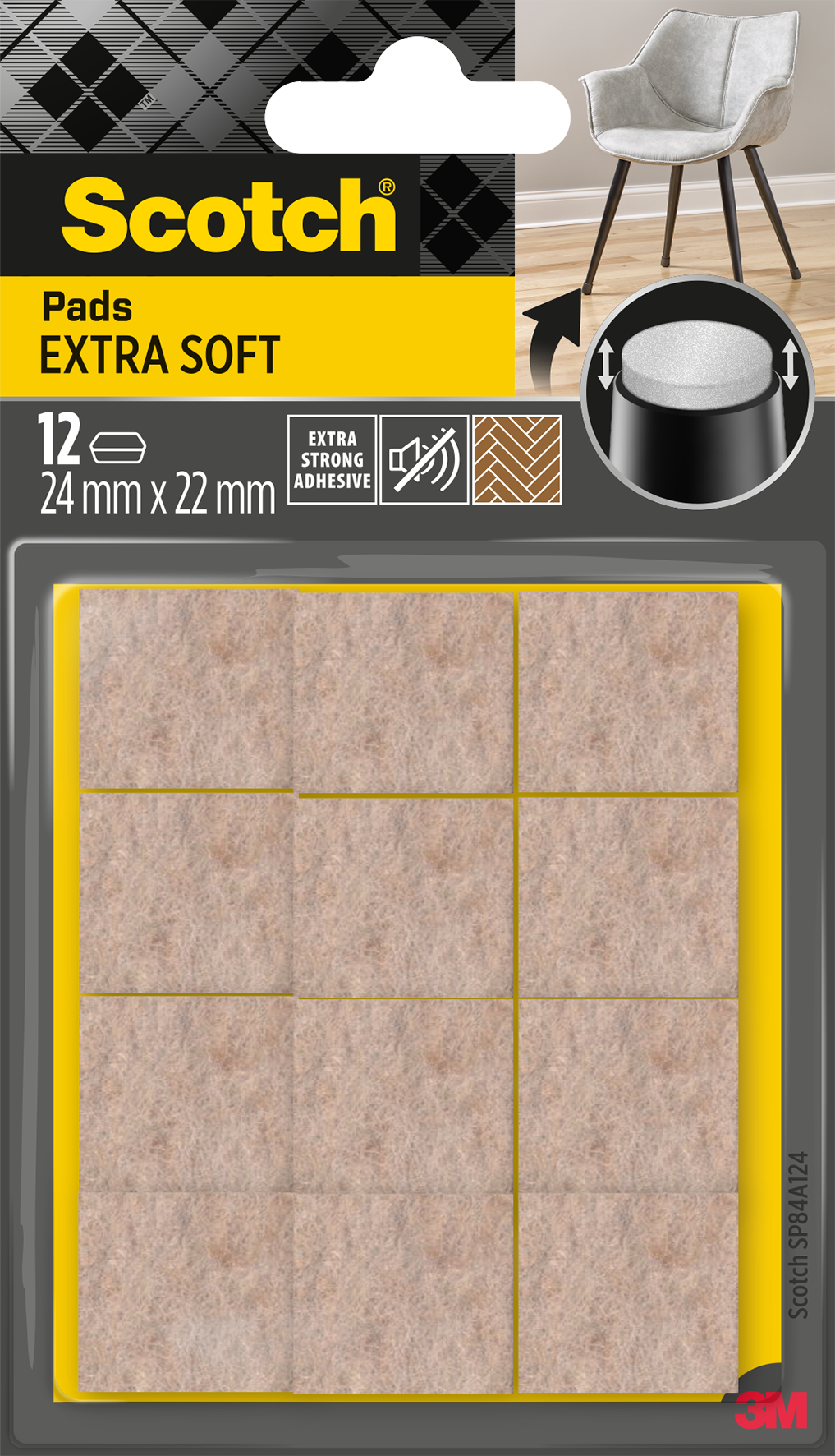 Filzgle. Pads 24x22mm 12St.be.