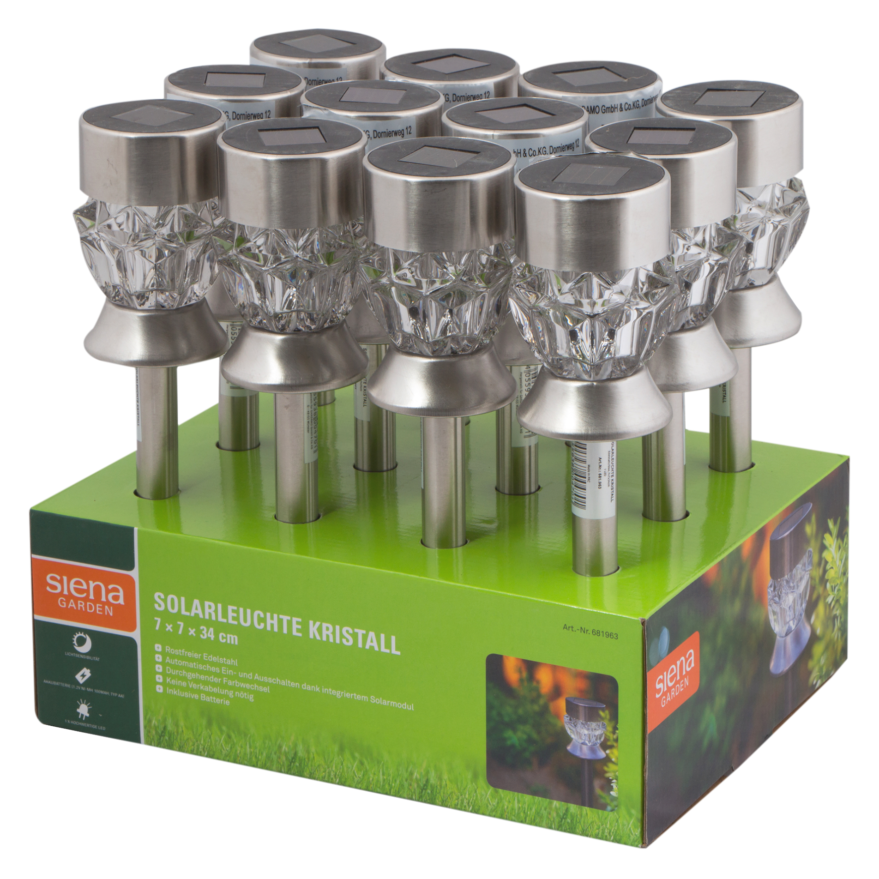 LED-Solarleuchte Kristall 7x7 LED-Solarleuchte Kristall 7x7