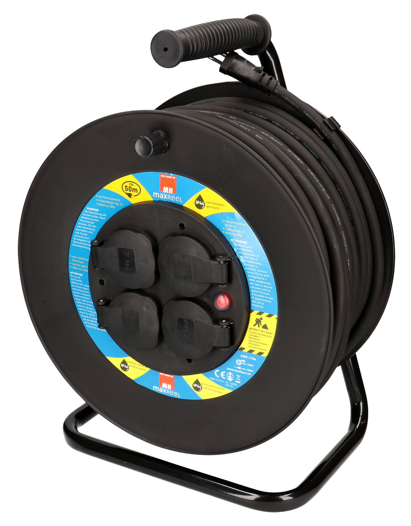 Kabelrolle 4xT13 50 m IP44 sw