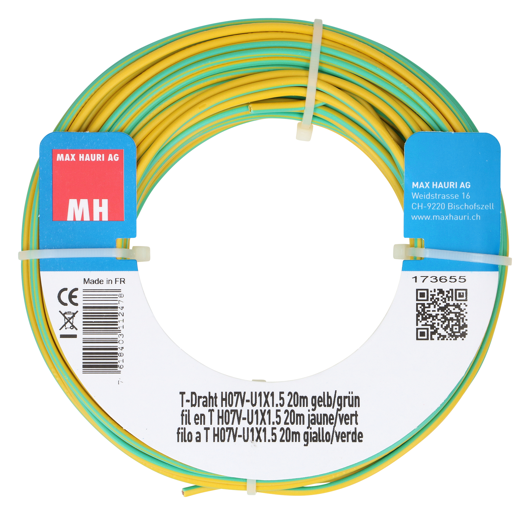 T-Draht 1.5 mm² 20 m ge/gn T-Draht 1.5 mm² 20 m ge/gn