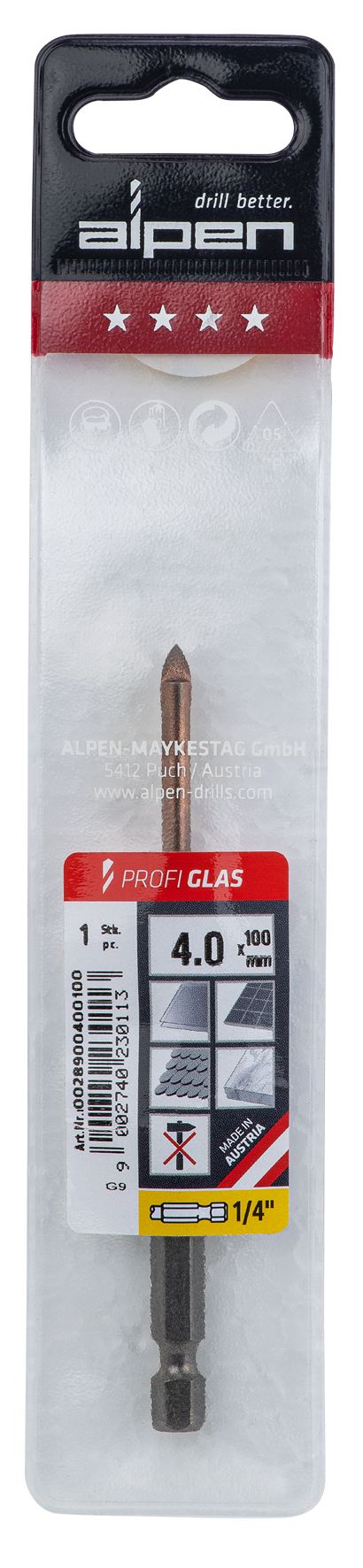 Glasbohrer Profi 4.0x100