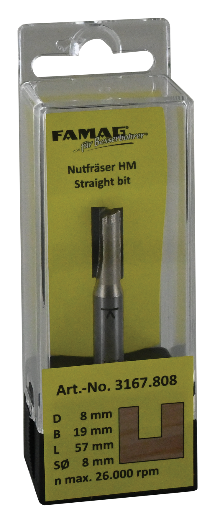 Nutfräser ø8 L19 S8