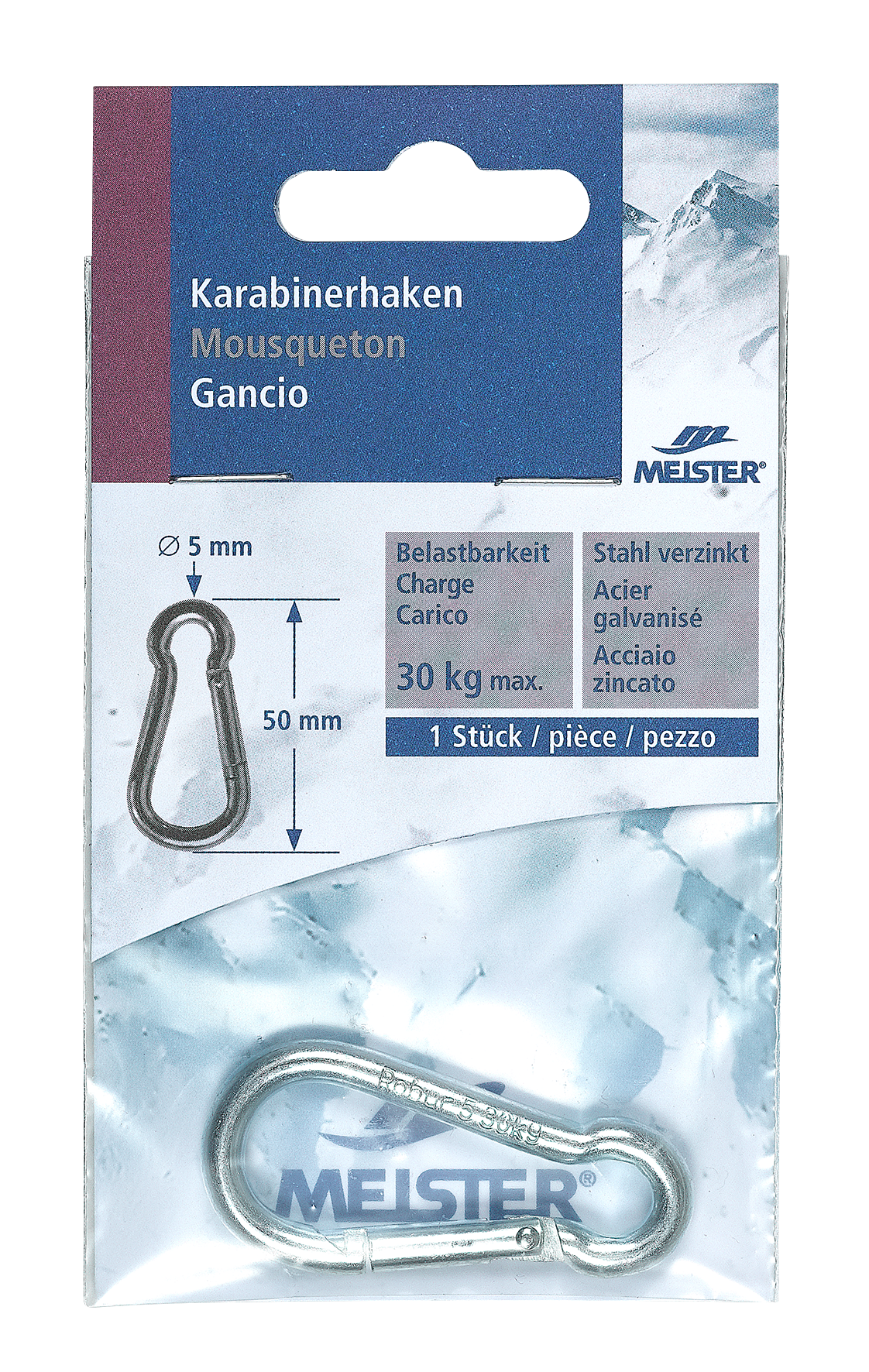 Karabinerhaken 50mm vernickelt