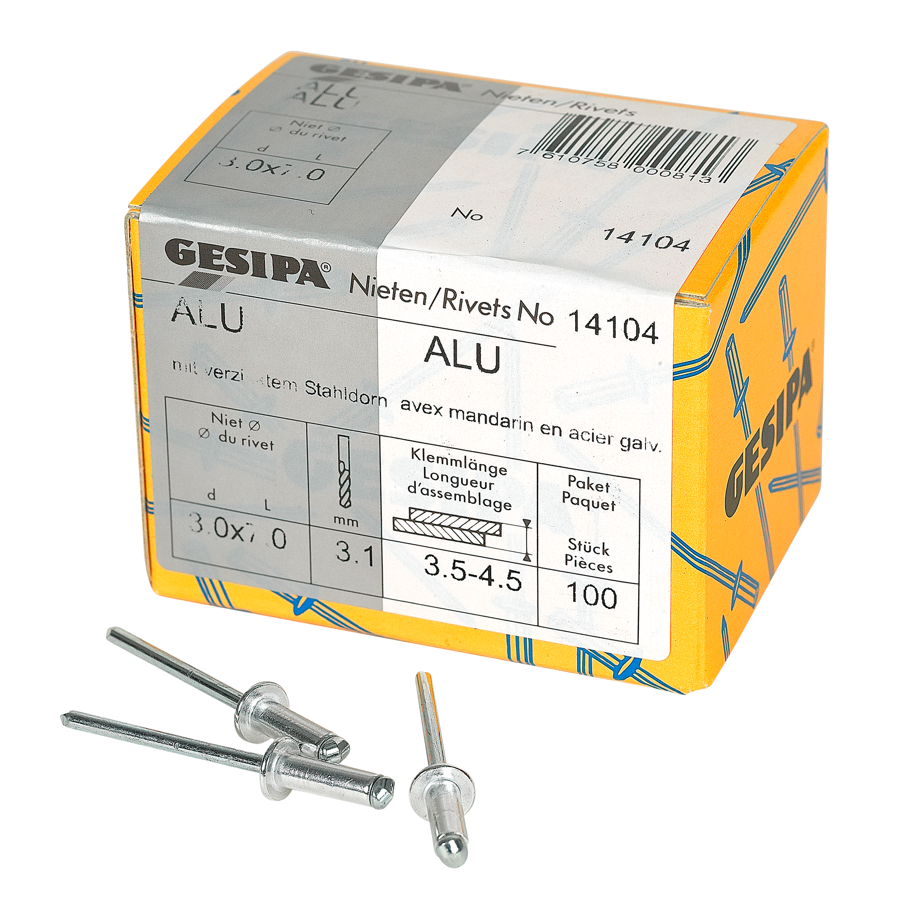 Blindnieten 3.0x7 Alu 100 Stk