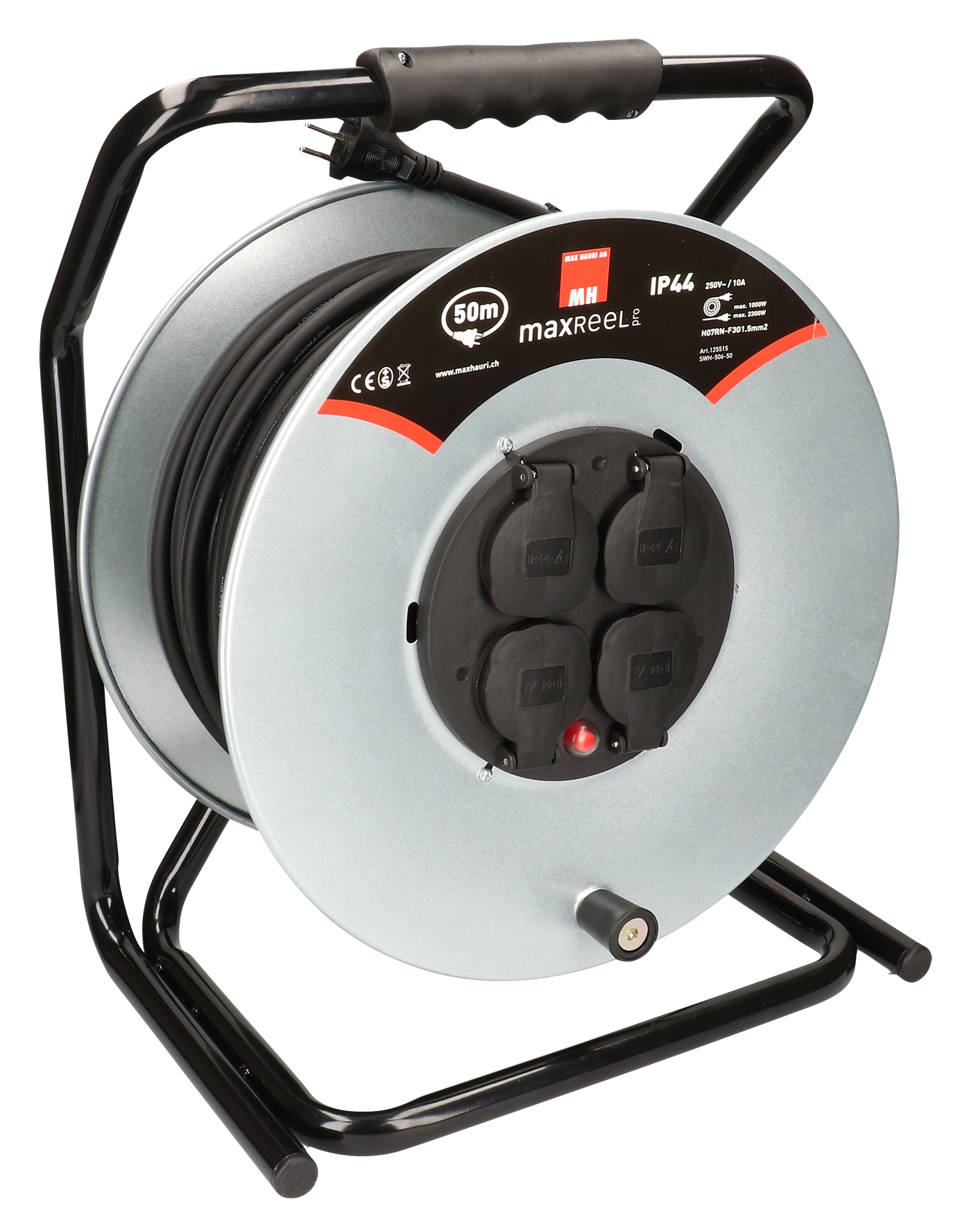 Kabelrolle 4xT13 50 m IP44 sw