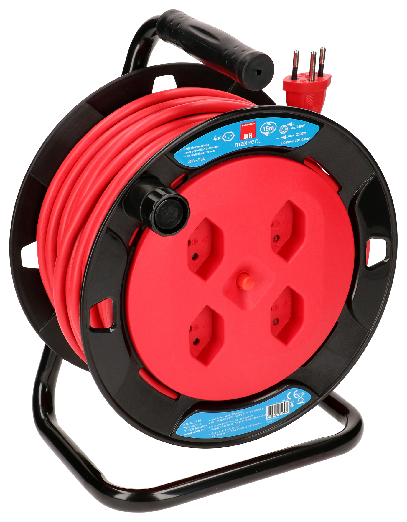 Kabelrolle 4xT13 15 m sw rt