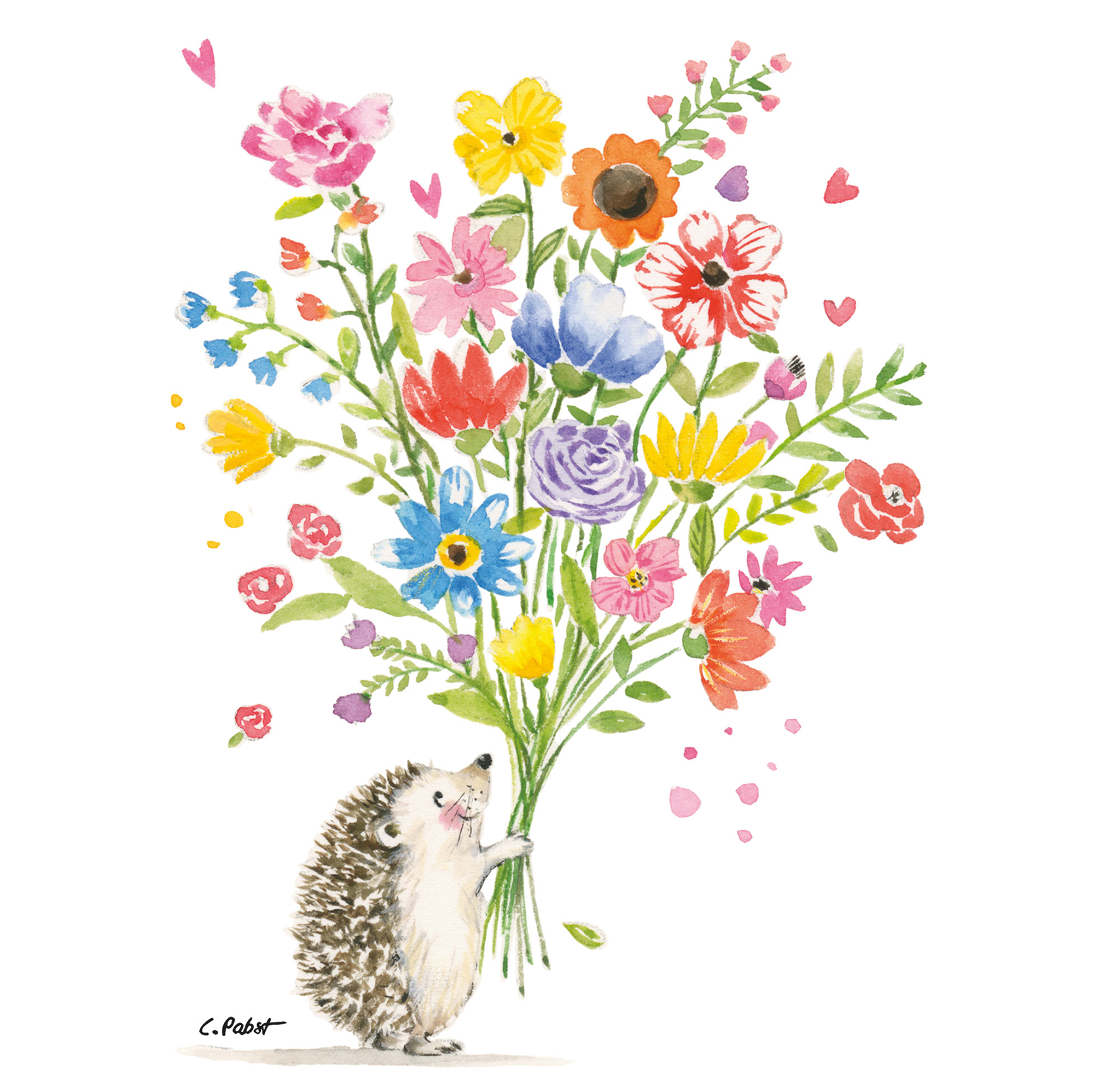 Serv. Hedgehog with flowers