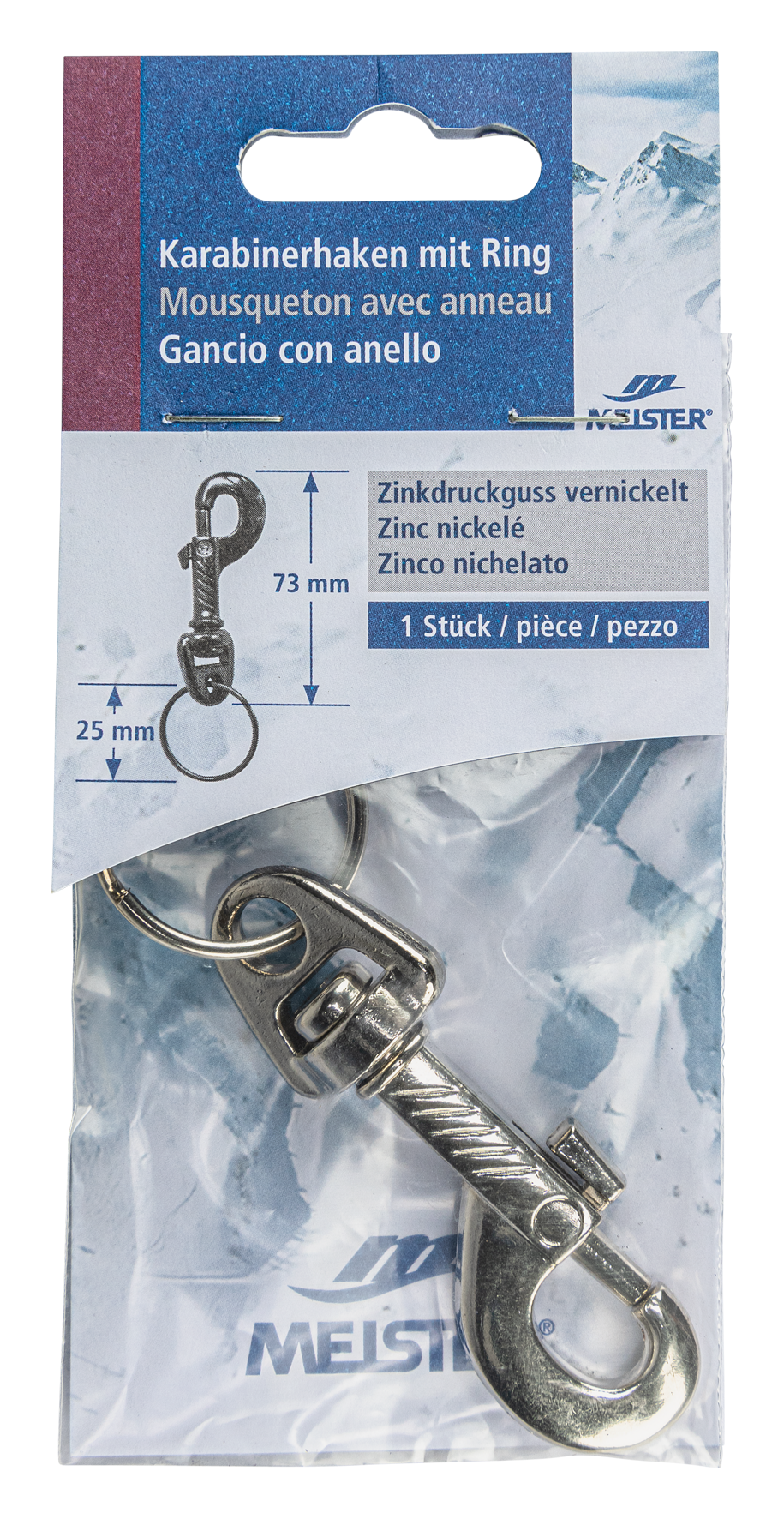 Karabinerhaken 73mm vernickelt
