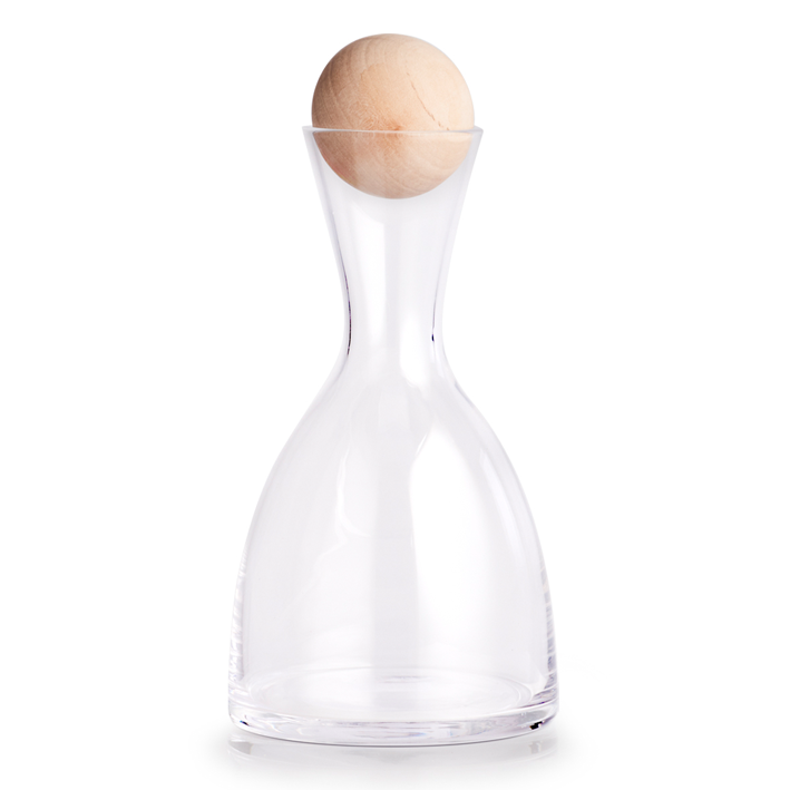 Glaskaraffe m. Holzkugel 750ml