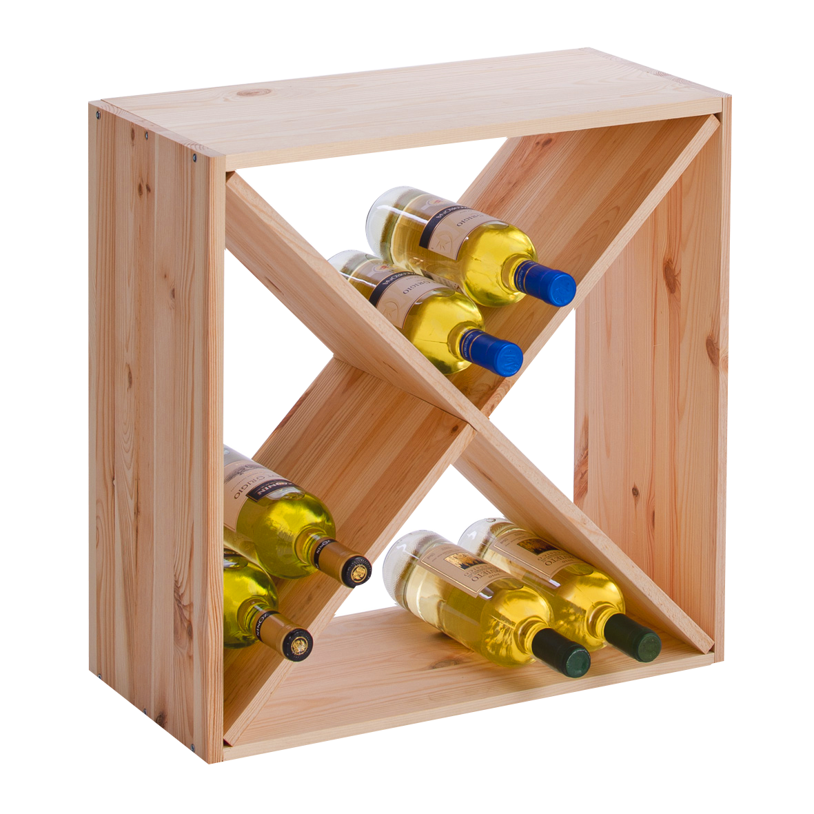 Weinregal 4Fächer Holz 52x52cm