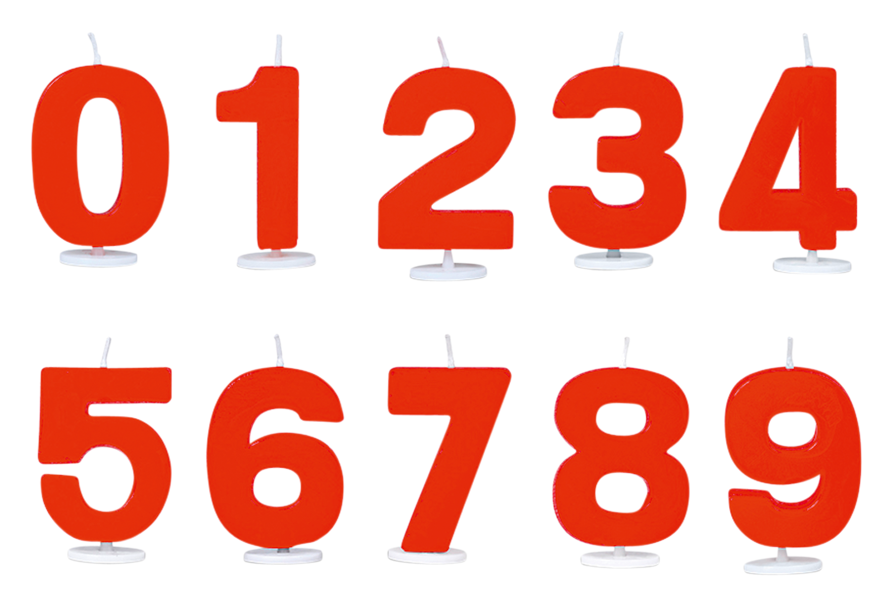 Kerzen Set Ziffer 0–9 rot