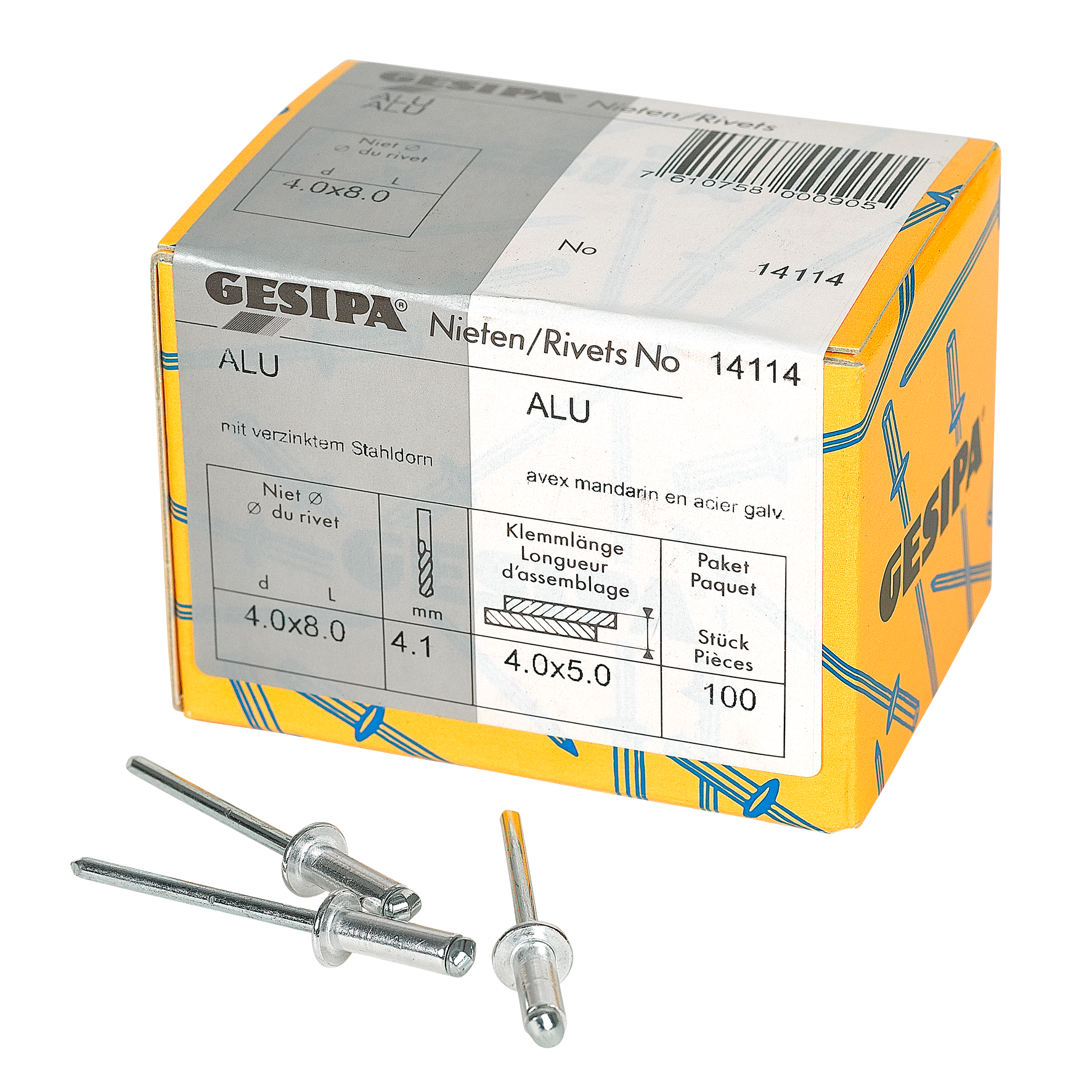 Blindnieten 4.0x8 Alu 100 Stk