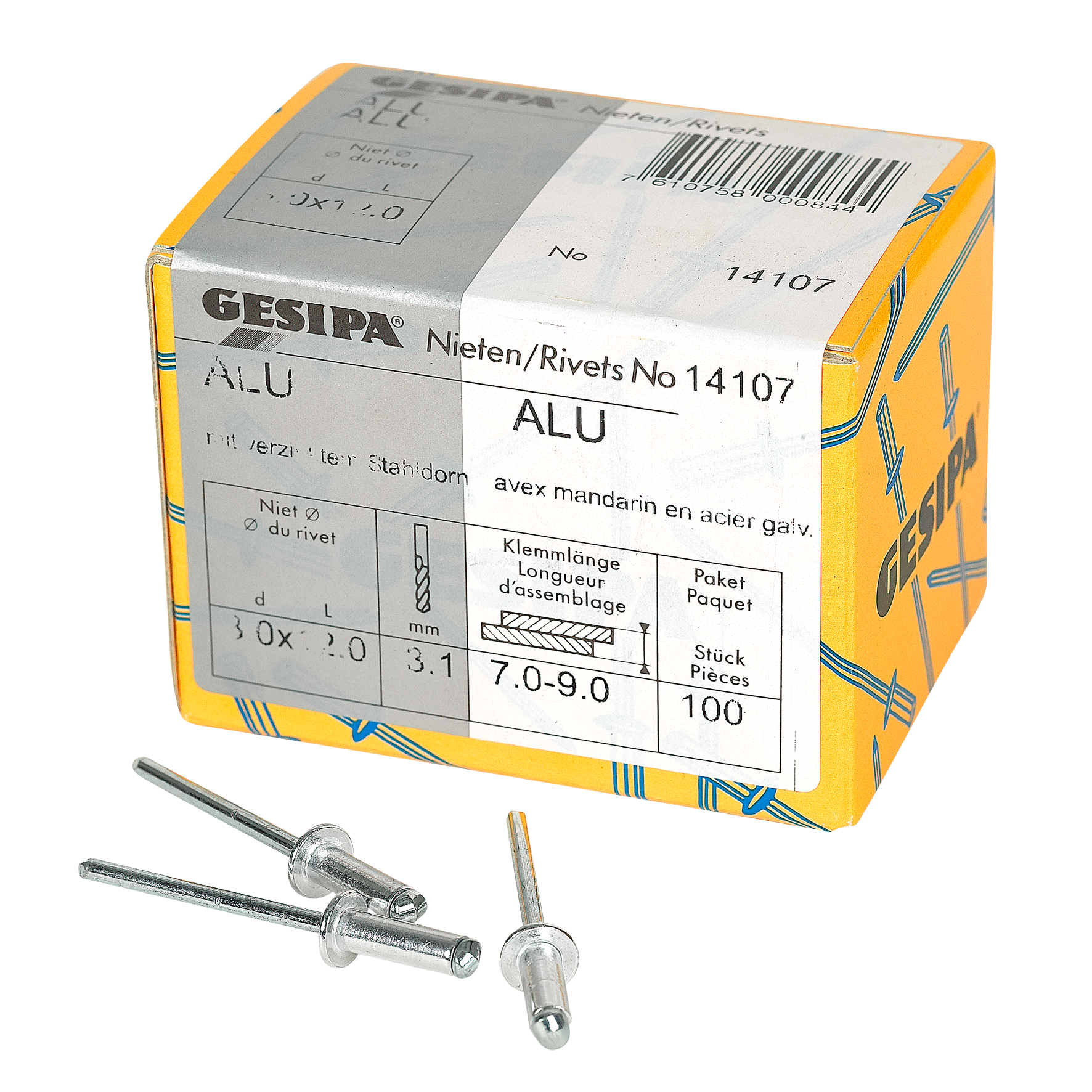 Blindnieten 3.0x12 Alu 100 Stk