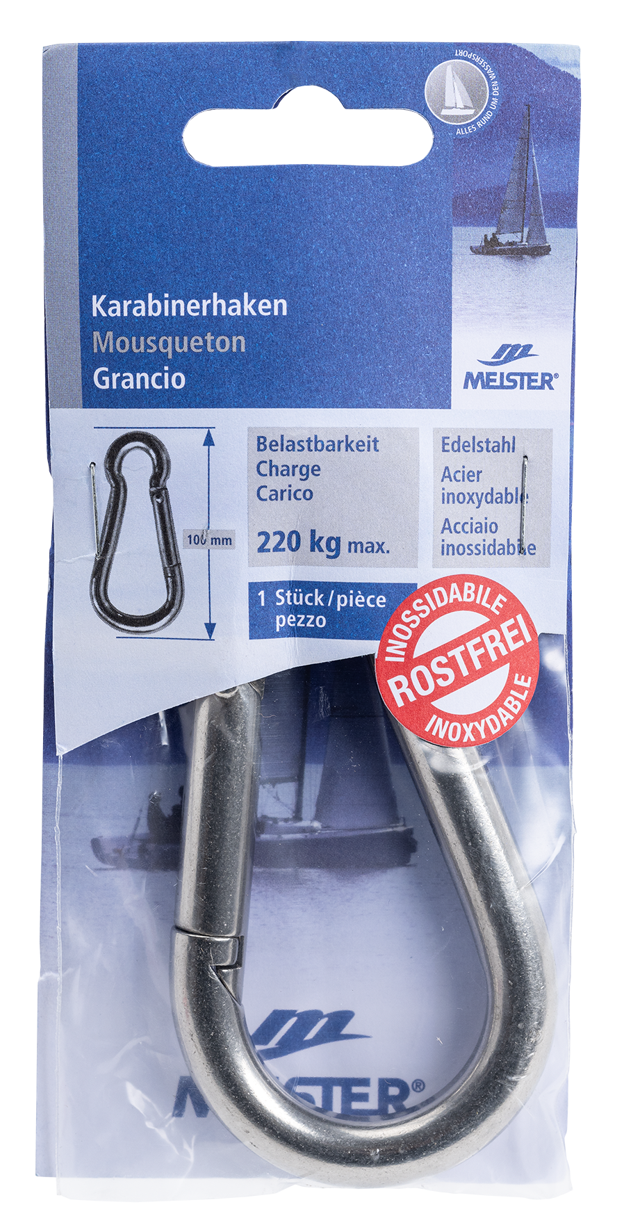 Karabinerhaken inox ø10 100mm