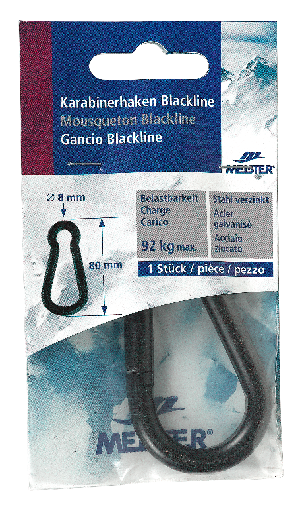 Karabinerhak Blackline 8x80