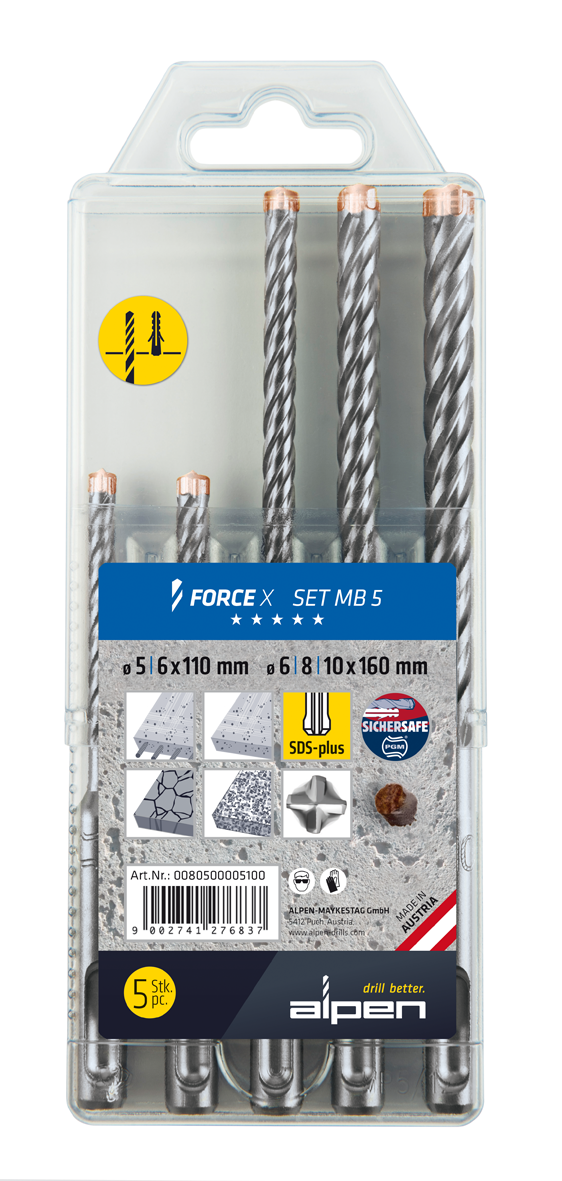 Hammerbohrersatz Force X 5tlg.