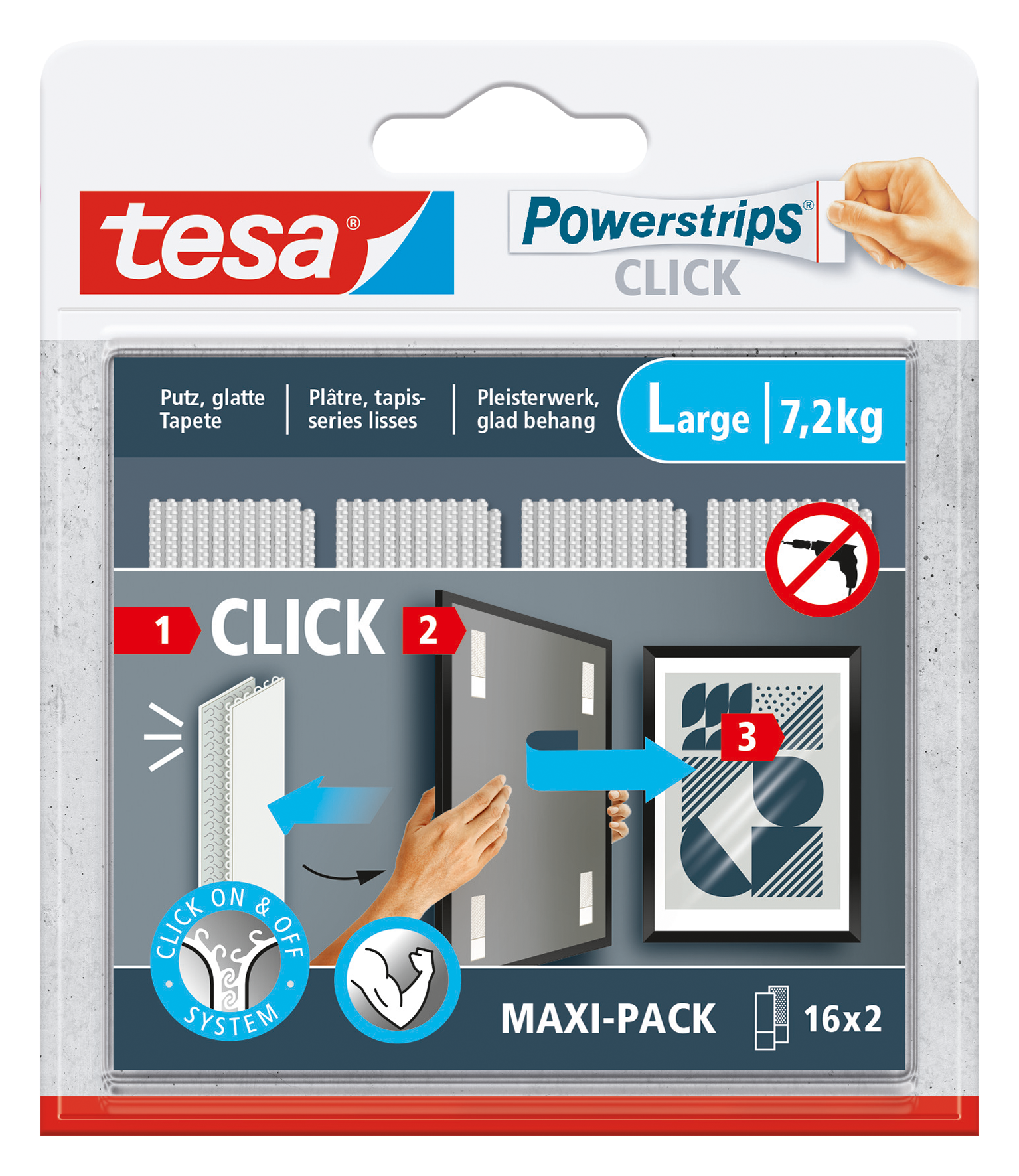 Powerstrips CLICK L 7.2kg 16x2