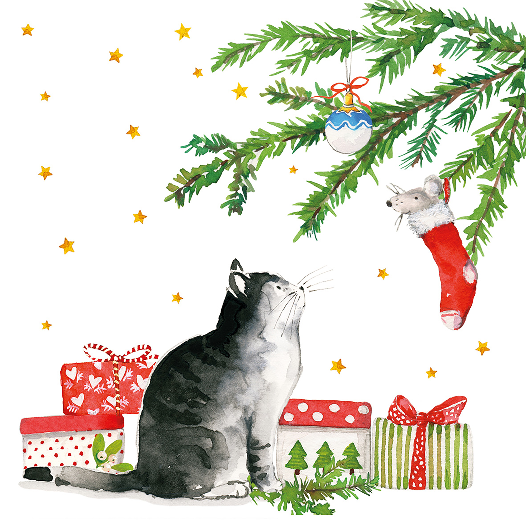 Servietten Christmas Cat