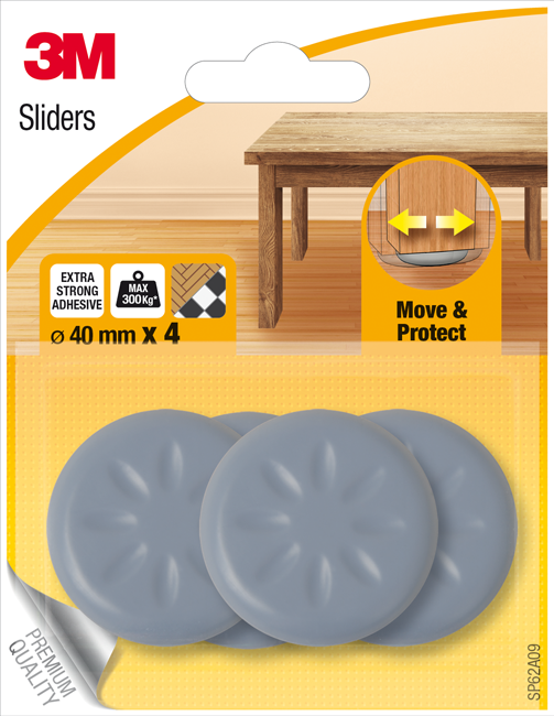 Möbelg. Sliders ø40mm 4St.grau