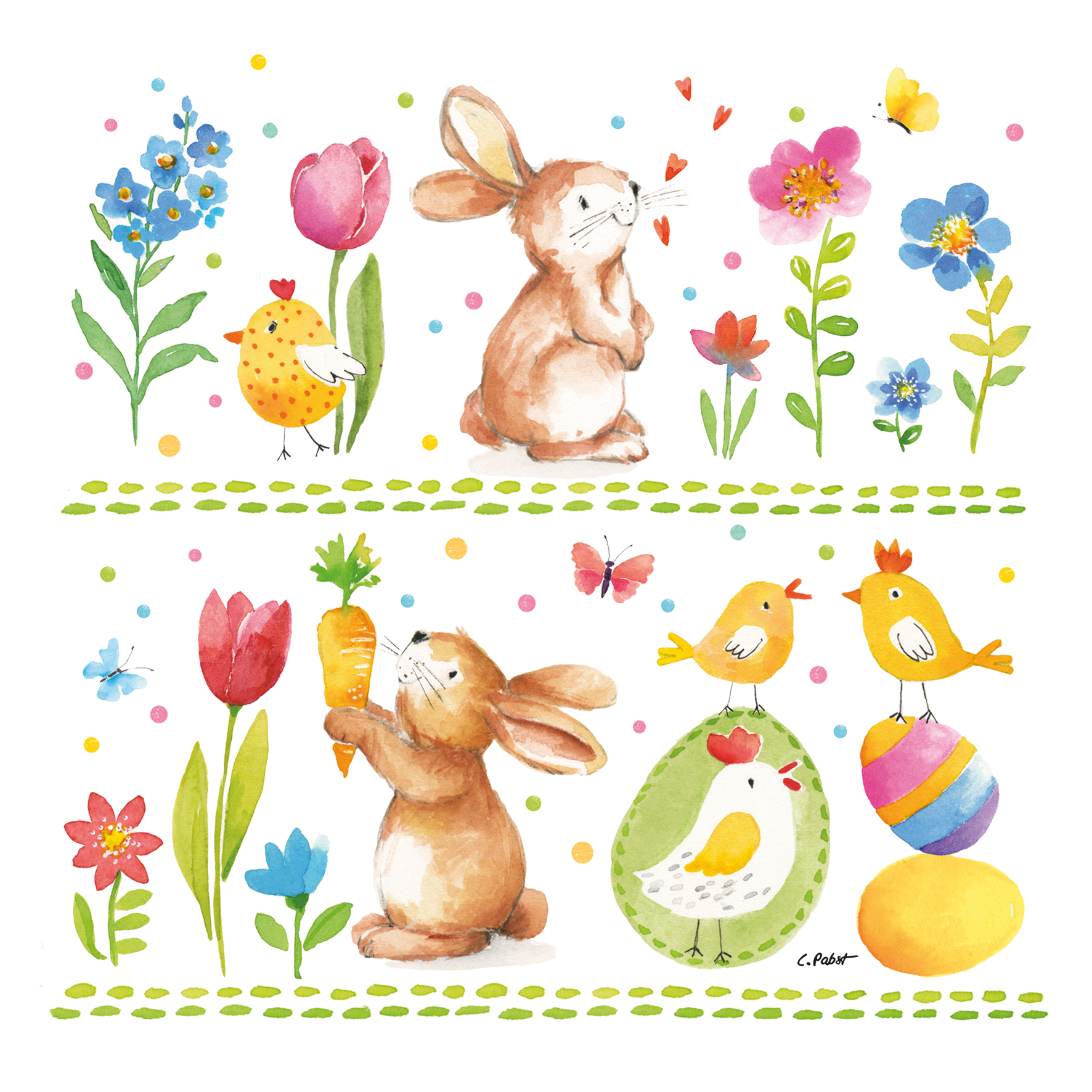 Servietten Rabbits at Work Servietten Rabbits at Work