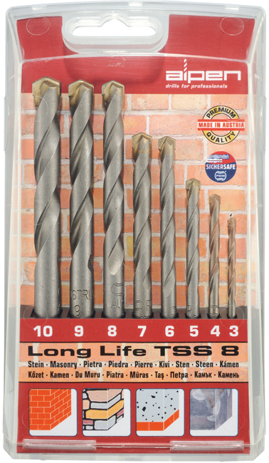 Steinbohrersatz Long-Life 8tlg