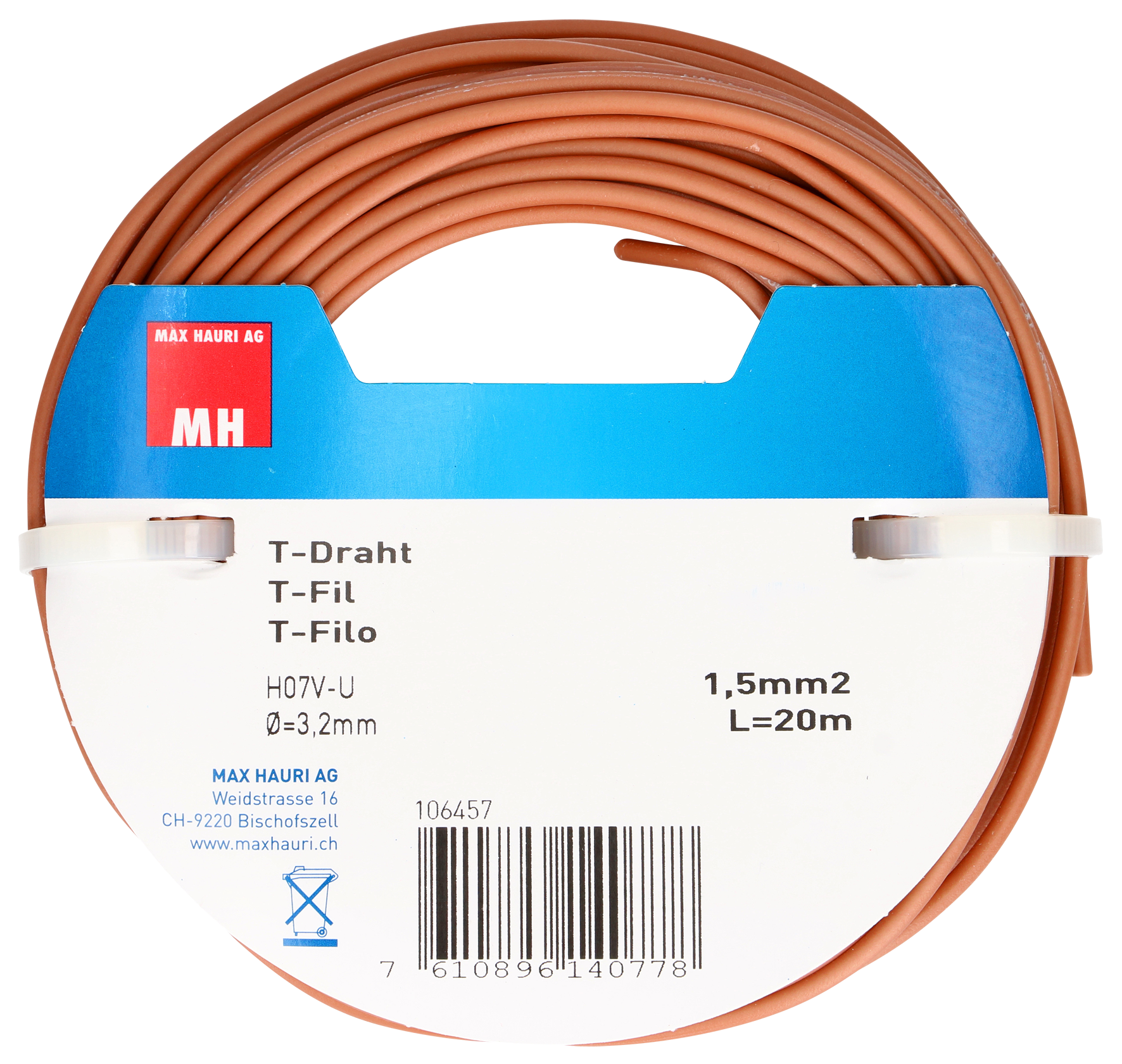 T-Draht 1.5 mm² 20 m braun T-Draht 1.5 mm² 20 m braun